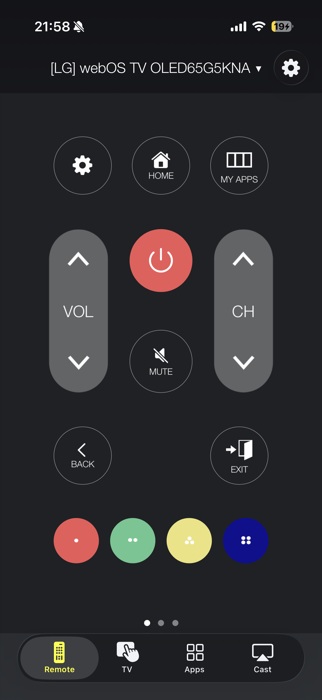 Universal Smart Remote's free remote controls — home, volume, channel, power, mute, back, exit